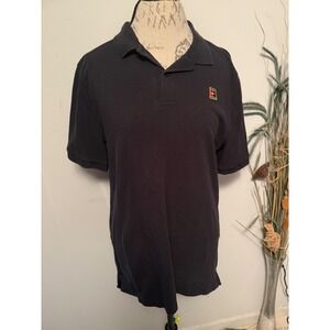 Vintage Nike Men's Black Short Sleeve Polo Shirt Tennis Court Logo Size L